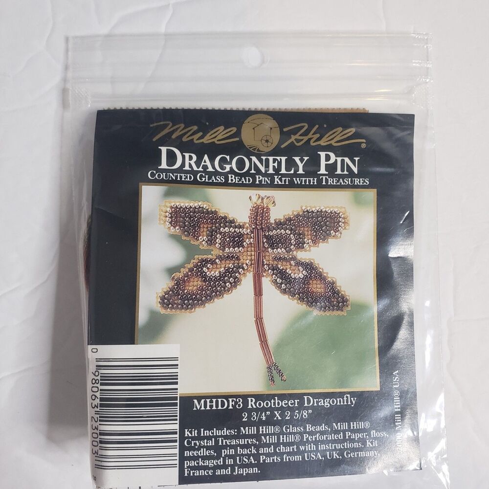 MILL HILL Rootbeer Dragonfly Pin MHDF3 Counted Glass Bead Cross Stitch Kit NEW